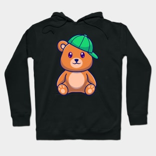 Cute Brown Sitting With Hat Cartoon Hoodie